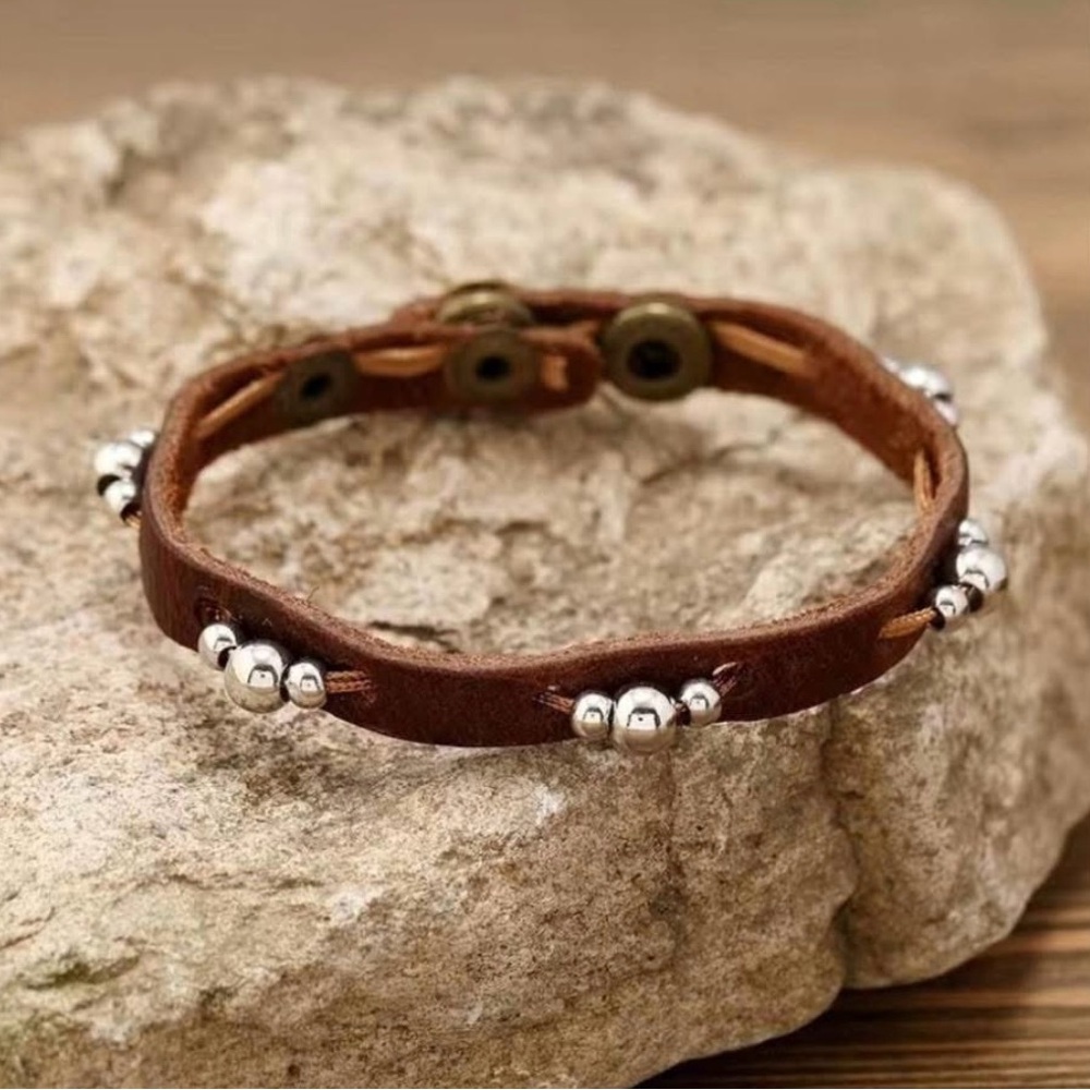 Brown Cowhide Leather Bracelet
